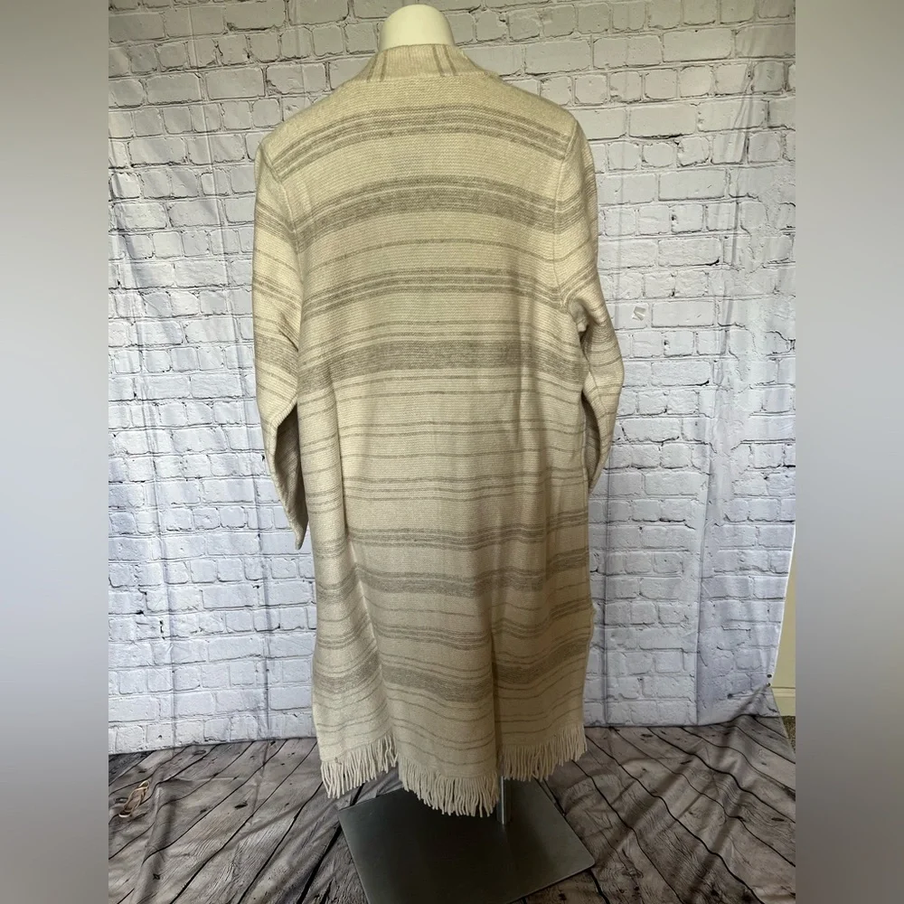 Pure Jill Textured-Stripes Fringed-Hem Cardi